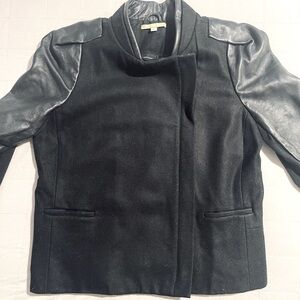 Gianni Bini Women's Black Moto Jacket with Leather Sleeves